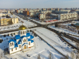 Тольятти с высоты (2021). Перекрёсток улиц Ворошилова и Дзержинского. Храм в честь Покрова Пресвятой Богородицы