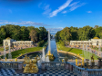 . Вид с Большого Петергофского дворца на фонтаны "Большой каскад" и "Самсон"   